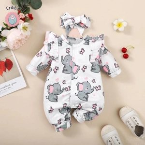 Adorable Elephant Bodysuit for Baby Girls