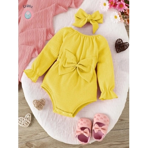 Cute Pink Bow Baby Onesie Set