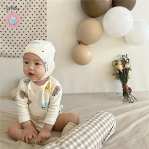 Colorful Bear Baby Pajama Set with Hat