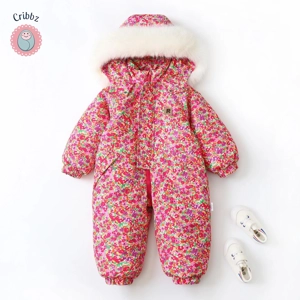 Winter Floral Hooded Romper for Kids