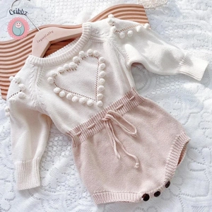 Spring Heart Knitted Jumpsuit for Infants