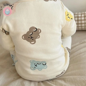 Colorful Bear Baby Pajama Set with Hat