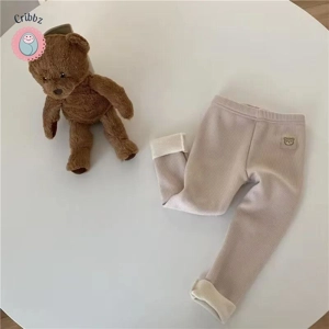 Cute Bear Fur Padded Kids Leggings