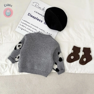 Korean Panda Embroidered Baby Sweater