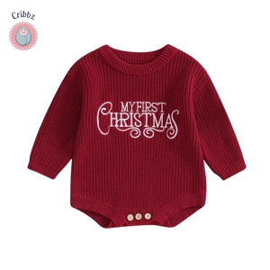 Newborn Christmas Knitted Sweater Romper