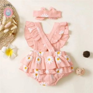 Infant Girl Ruffle Sleeveless Romper Outfit