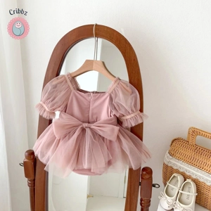 Summer Mesh Puff Sleeve Baby Dress