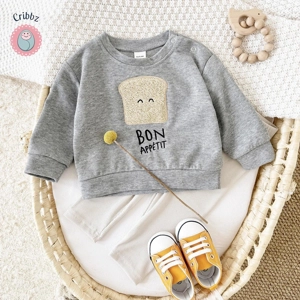 Baby Boys Bread Embroidery Sweatshirt Set