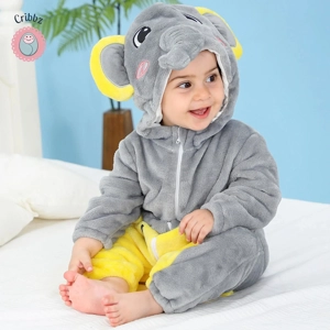 Winter Dinosaur Hooded Baby Jumpsuit