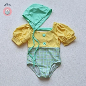 Girls Puff Sleeve Swimsuit One Piece