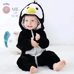 Winter Dinosaur Hooded Baby Jumpsuit