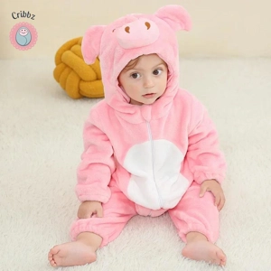 Winter Dinosaur Hooded Baby Jumpsuit