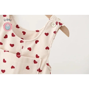 Heart Embroidery Corduroy Baby Overalls
