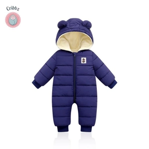 Winter Velvet Hooded Baby Romper Suit