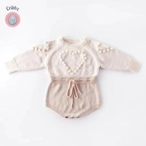 Spring Heart Knitted Jumpsuit for Infants