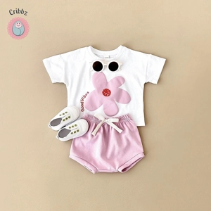 Cartoon Wave T-shirt and Beach Shorts Set