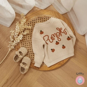 Knitted Pumpkin Pullover for Babies