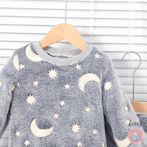 Cozy Fluorescent Plush Pajama Set for Boys