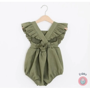 Summer Ruffled Cotton Linen Baby Romper