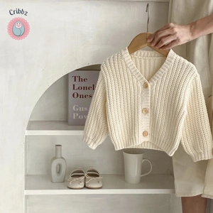 Autumn V-Neck Cardigan for Newborns