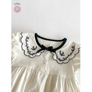 Baby Girls Summer Embroidered Bodysuit Set