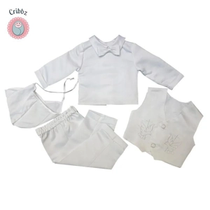 Stylish White Baptism Gown for Baby Boys