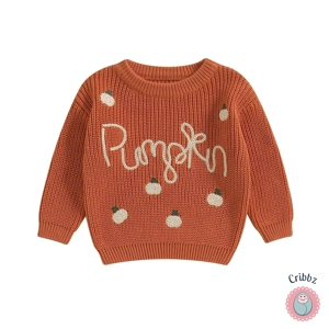 Knitted Pumpkin Pullover for Babies