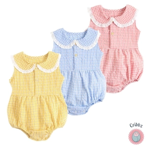 Cute Plaid Cotton Baby Bodysuit for Girls