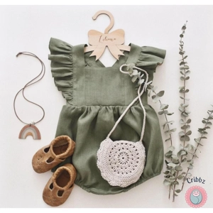 Summer Ruffled Cotton Linen Baby Romper