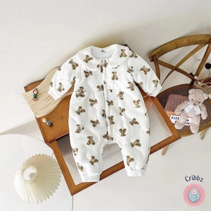 Cute Bear Print Winter Baby Jumpsuit