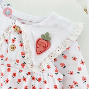 Cute Floral Long Sleeve Baby Girls Jumpsuit