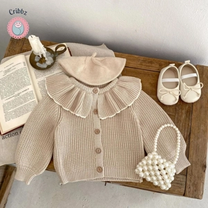 Ruffle Collar Knitted Cardigan for Infants