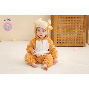 Hooded Flannel Baby Romper Jumpsuit