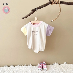 Summer Infant Romper with Letter Embroidery