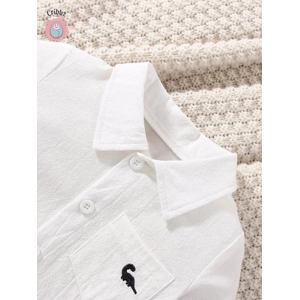 White Dinosaur Cotton Shirt Jacket