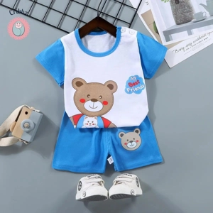 Kids Cartoon Print T-Shirt & Shorts Set