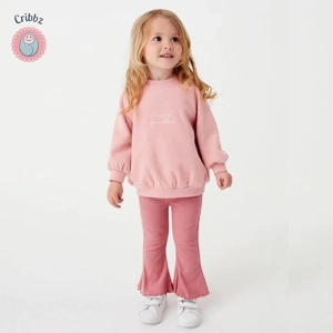 Autumn Casual Kids Waffle Clothing Set