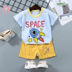 Kids Cartoon Print T-Shirt & Shorts Set