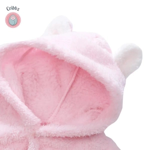 Winter Plush Baby Cartoon Hooded Romper