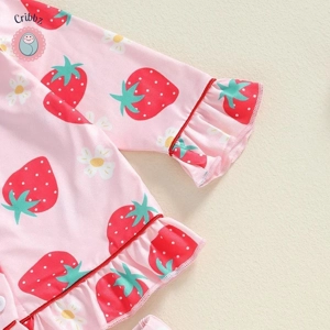 Strawberry Print Baby Girls Pajamas Set