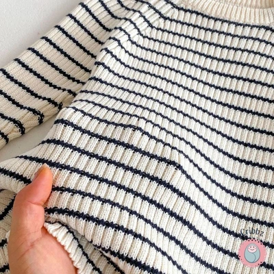 Girls Striped Knitted Sweater Dress title=