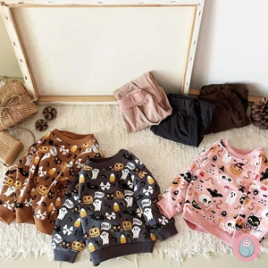 **Ghost Print Baby Boy Halloween Outfit**