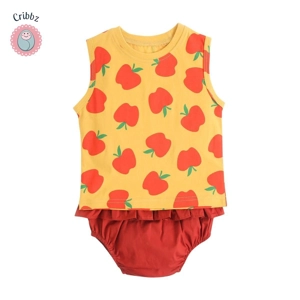 Summer Baby Girls Cotton Bodysuit with Headband