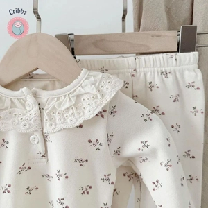 Lace Ruffled Collar Baby Pajamas Set
