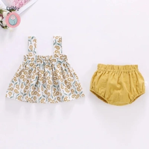 Summer Baby Girl Suspender Top and Shorts Set