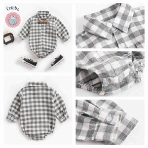 Plaid Cotton Long Sleeve Baby Bodysuit