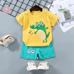 Kids Cartoon Print T-Shirt & Shorts Set