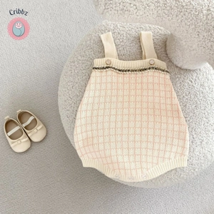 Autumn Baby Knitted Plaid Overalls