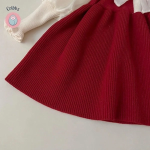Cute Lantern Sleeve Knitted Dress for Girls