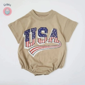 Baby Boys USA Print Short Sleeve Romper